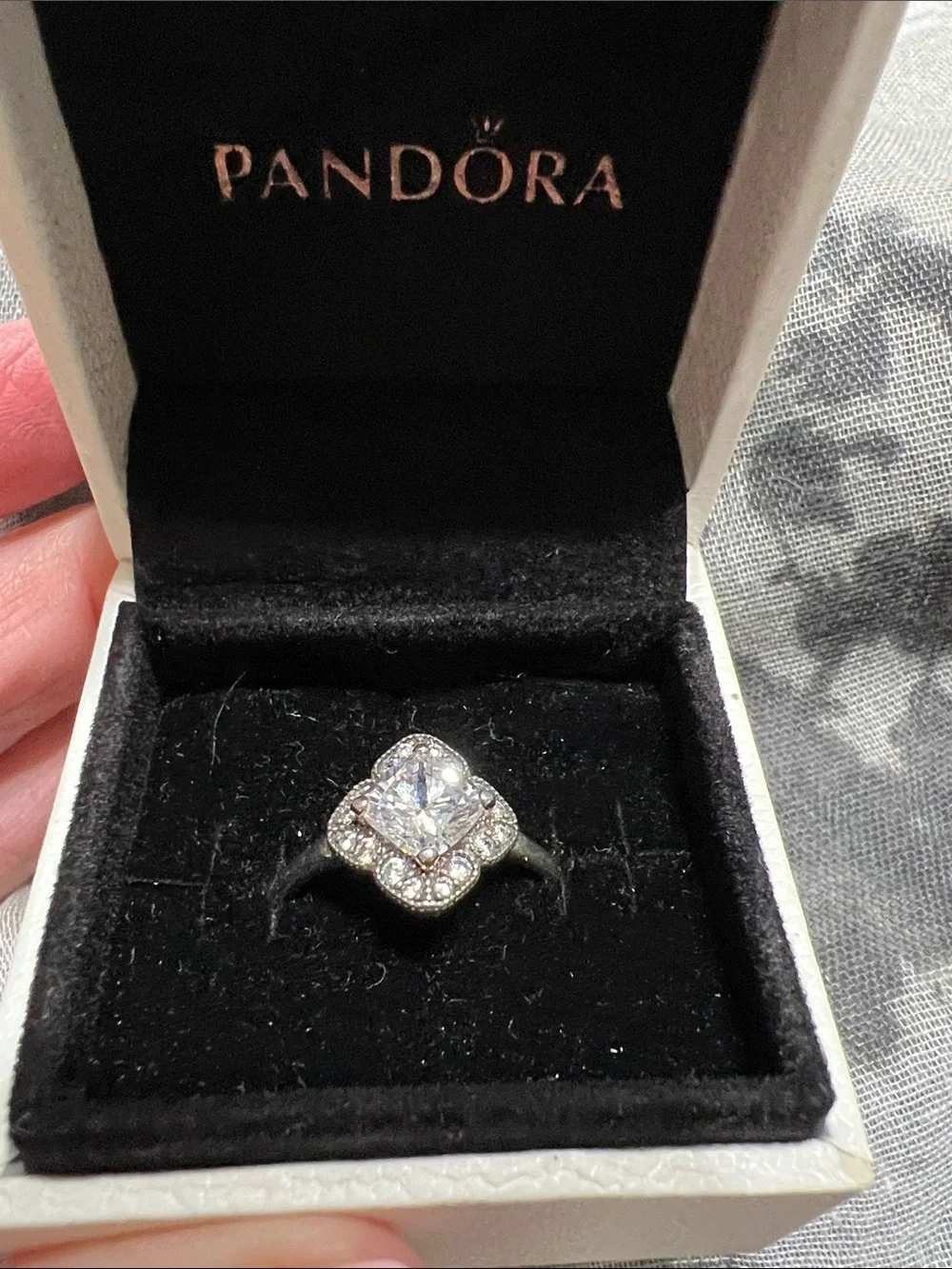 Pandora Silver Ring with Sparkling White Stones